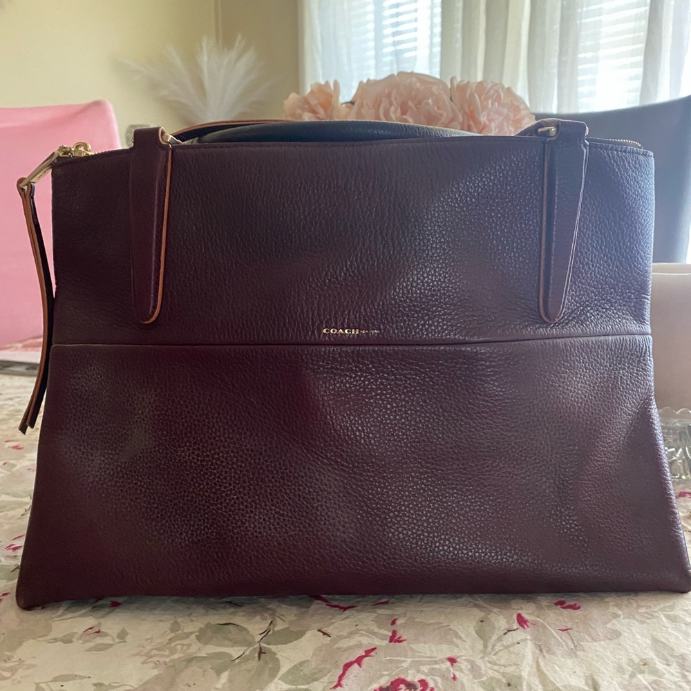 Coach Brown Leather Briefcase with Polished Finish